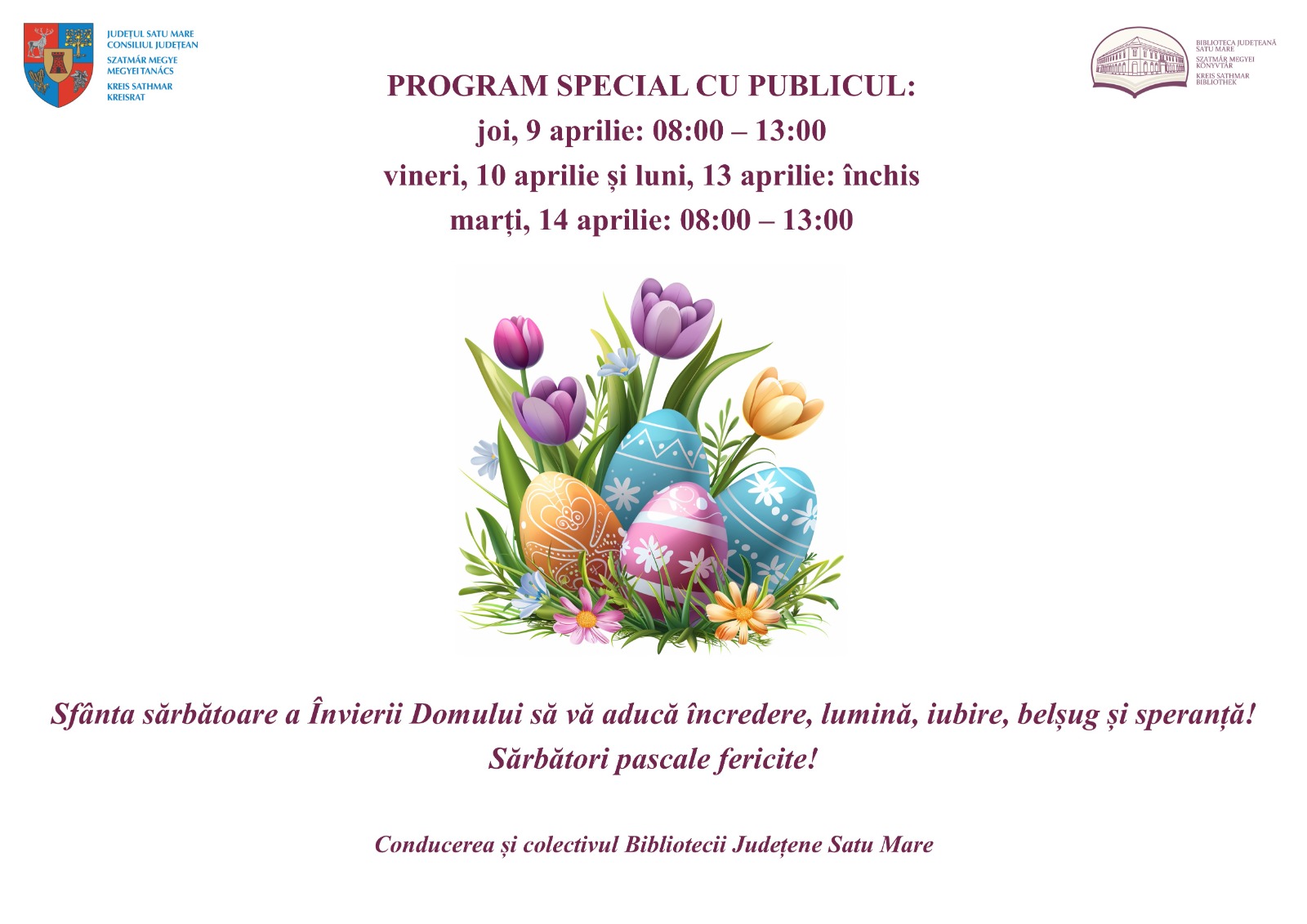 Program special de Paște